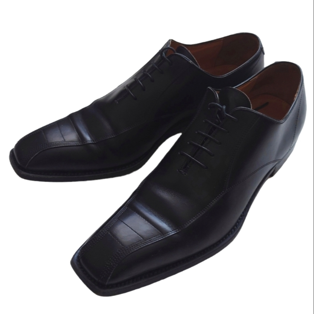FRANCESCHETTI Black Leather Lace up Shoes Men's Size 43
